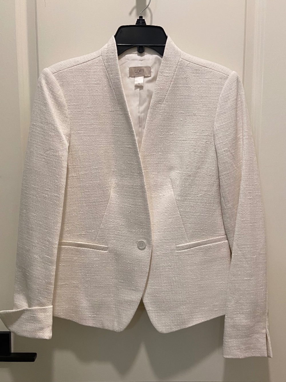 Loft Woven White Blazer with a Linen look